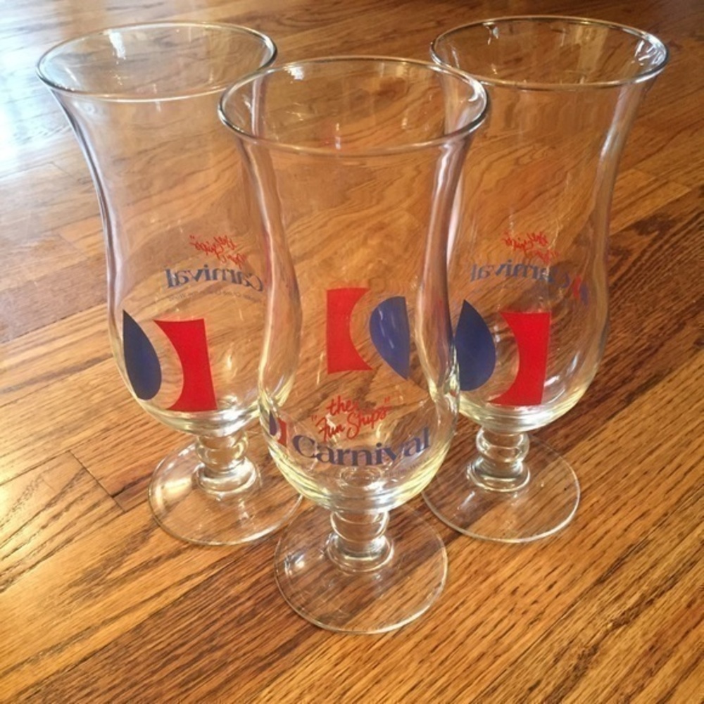 Vintage 90s Carnival Cruise Line Hurricane Tulip 14 oz Glass